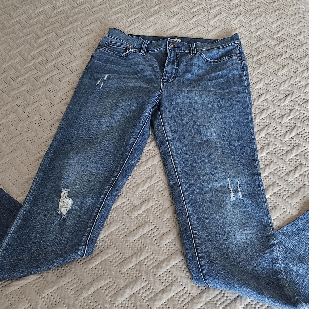 J. Crew Blue Distressed Skinny Jeans
